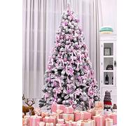 RLKHXBS 1.5m,18m,3.0M,Pink Christmas Tree White Flocking Package Luxury Encryption Xmas Decor Artificial Ornaments Simulation For 1.2m,4m,2.1m,2.4m-Pink. 4m The New
