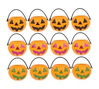 RLKHXBS 12pcs Portable Pumpkin Buckets Halloween Candy Holders Cute Snack Storage for Treats Random Color for Boys and Girls Trick Treating and Party Favors