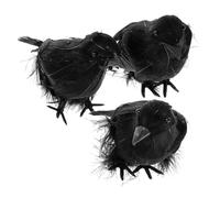 RLKHXBS 3pcs Realistic Crow Figurines Halloween Decoration Statues for Use Lightweight Plume Ornaments for Garden and Unique Prank Props