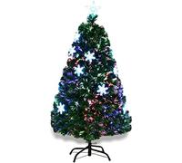 RLKHXBS 4Ft Fiber Optic Artificial Green With Metal Stand Light Snowflakes And Top Star Multicolor Christmas Decoration And Gift Commemoration Day