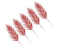 RLKHXBS 5pcs Powdered Leaves Winter Wedding Decor Wreath Glitter Leaves Glitter Xmas Leaves Stem Ornaments Decorative Artificial Leaves Tree Decoration Leaves Pvc, Iron Wire Commemoration Day