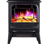 RLKHXBS Electric Stove Heater Fireplace Electric Fire with Surround Mantelpiece with Adjustable tat Control with Log Burner Flame Effect Black,Black