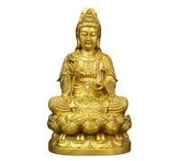 RLKHXBS Guanyin Bodhisattva Brass Buddha Statue Temple Worship Zen Home Meditation Decoration Ornaments Buddhist Statues