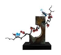 RLKHXBS Porch Decoration Brass Wax Plum Flower Bird Entrance Ornament Chinese Living Room Office Crafts Decorative Copper Sculpture Ornaments for The Home