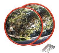 RLKHXBS Round Convex Safety Mirror, Polycarbonate Traffic Road Mirror, Diameter 40Cm/18in, 130°Wide Angle Road Mirror For Road Shop Parking Lot Safety