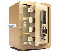 RLKHXBS s Digital Fingerprint anti-theft all-steel s Office filing cabinet,Floor Mounted for Money Document Laptop Home Office 38x31x45cm, Gold, Three Layers (Gold Three Layers)