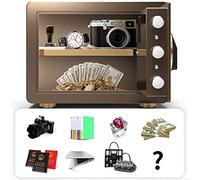 RLKHXBS Safes Small Digital Safe, Steel Construction, LCD Display, Emergency Override Key Safe Box For Bedroom, Study, Hotel Into The Wall Into The Cabinet Password, Coffe