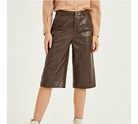 RLKHXBS Spring and Autumn Seven Pants Pu Leather Shorts Casual Pants Outside The Female