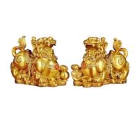 RLKHXBS Statue Pair of Copper Bravery to Improve Office Living Room Study Fortune Decorations Feng Shui Decor Ornaments (Size : Small)