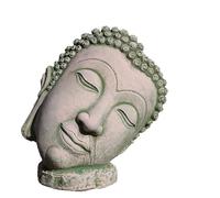 RLKHXBS Tabletop Buddha Bust Figurine Meditation Ornament, Sandstone Outdoor Indoor Zen Buddha Head Statue Sakyamuni Religious Statues Decoration, for and Office Decorations,Natural