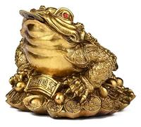 RLKHXBS Tabletop Chinese Feng Shui Money Frog with Gold Coin Ingot Statue Wealth Lucky Money Frog Toad for Prosperity Decoration Lucky Gift,Ornament Made