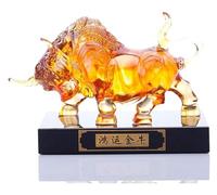 RLKHXBS Tabletop Cow Statues and Figurines Animals Decor, Wall Street Cow Replica Model Crystal Crafts Wealth Feng Shui Ornaments, Decoration Housewarming Gifts,M