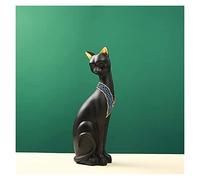RLKHXBS Tabletop Crafts Figurines Collectible Prop Egyptian Cat Goddess Statue Cute Pharaoh Lucky Cat Black White Resin Crafts,WHI