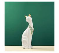 RLKHXBS Tabletop Crafts Figurines Collectible Prop Egyptian Cat Goddess Statue Cute Pharaoh Lucky Cat Black White Resin Crafts,WHI