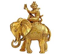 RLKHXBS Tabletop Decoration Monkey Sitting on and Elephant Statue, Pure Copper Crafts to Worship A Marquis Decoration, for Your Living Room Office Housewarming Gifts,Metallic,S