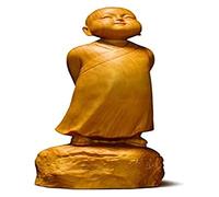 RLKHXBS Tabletop Desk Decoration,10cm Little Monk Tea Pet Tea Table Love and Peace Wood Carving Car Small Decoration