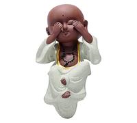 RLKHXBS Tabletop Desk Decorations Statue,Ceramics Do Not Look at The Little Monk Ornaments Zen Decor Figures