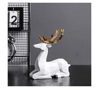 RLKHXBS Tabletop Desktop Ornament White Black Deer Statues Resin Craftwork Fashion Decor Geometric Abstract Deer s Gift