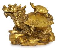 RLKHXBS Tabletop Dragon Turtle Statue, Wealth Prosperity Brass Son and Mother Dragon Turtle Statue Decoration, Housewarming Gifts Congratulatory Paperweights Gift Decor,9cm