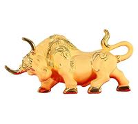 RLKHXBS Tabletop Feng Shui Chinese Cow Year Gold Collectible Figurines Decoration for Luck & Wealth Perfect for Your or Office and Gift Idea for Investment Managers alth Stat