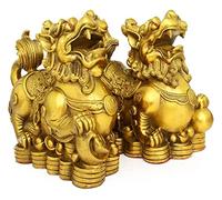 RLKHXBS Tabletop Feng Shui Decor A Pair Chinese Chi Lin/Qilin/Kylin Statue,Ward Off Evil Energy Attract Wealth and Good Luck,Best Decoration for or