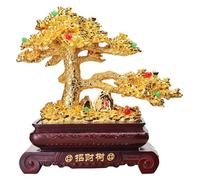 RLKHXBS Tabletop Feng Shui Money Tree Statue Decoration, Resin Crafts Fortune Tree Natural Money Tree Statues Decoration, Decoration Accessories Family Decoration,Gold