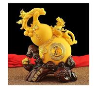 RLKHXBS Tabletop Fengshui Figurines Lucky Gourd Decoration Opening Gift Gold Resin Statue Decoration Attract Wealth and Good Luck,Decor Prosperity Decor