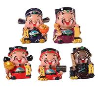 RLKHXBS Tabletop Figurine Decor 5pcs God of Wealth Tsai Shen Yeh Figurine Cute Wealth God Statue Pendant Good Luck Fortune Ornament Decoration