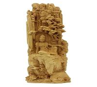 RLKHXBS Tabletop Garden Ornament Outdoor Statues Boxwood Woodcarving Water Moon Guanyin Buddha Statue Wood Crafts Car Decoration Gifts