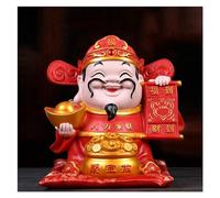 RLKHXBS Tabletop God of Wealth Statue Decoration, Resin Crafts Dancing God of Wealth Fortune Model Figure Statue, Treasure Bowl Caishen Wencaishen, God of Fortune Decor,20cm