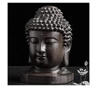 RLKHXBS Tabletop Handmade Carving Figurine Mahogany Collectable Wood Craft Statue Buddha Head Desktop Statue