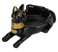 RLKHXBS Tabletop Outdoor Garden Courtyard Statue Decoration Ornament,Vintage Ashtray Resin Craft Egyptian Black Cat God Figurine Statue Decoration