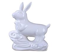RLKHXBS Tabletop Pure White Ceramic Desktop Wine Cabinet Bookshelf Animal Feng Shui Lucky Statue