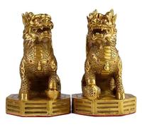 RLKHXBS Tabletop Statue Chi Lin Qilin Kylin Dragon Horses Kirin Pure Copper Ornaments Ingot Statue, for Decoration Ornaments, Wealth Prosperity,S