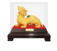 RLKHXBS Tabletop Statue Decoration, Resin Crafts Wealth Prosperity Rongsha Gold Animal Pi Xiu/Pi Yao Statue Car Dashboard Decoration, Attract Wealth and Good Luck,Metallic