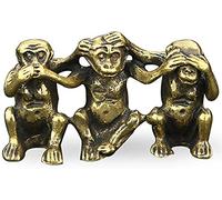 RLKHXBS Tabletop Statue Monkey Statue Decoration Brass 3 Smart Monkeys Don‘t Speak/Look/Don‘t Listen to s Home Living Room Office Decoration Crafts