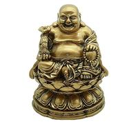 RLKHXBS Tabletop Statue Stunning Garden Ornament Decoration Sitting on a Flower Decorative Gifts Brass Statue Chinese Handmade Crafts Resin Smiling Buddha