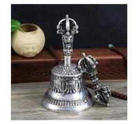 RLKHXBS Tabletop Vajra Bell Buddha Decoration Pure Copper Old Magic Statue Decoration, Meditation Tibetan Buddhist Supplies Five-Strand Vajra,Silver,L