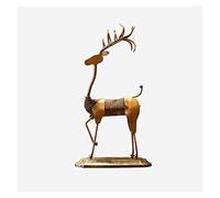 RLKHXBS Tabletop Wrought Iron Deer Decorations Abstract Elk Decor Artwork Gold Yellow Animal Statue Desktop Show Crafts Statue