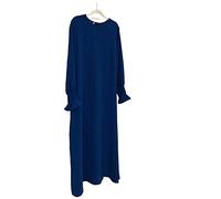 RLLJS Women Prayer Dress Muslim Ramadan Garment Abaya Dubai Islam Jilbeb Long Dress Without Hijab Dark Blue