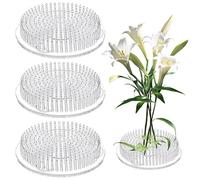 RLMVGBX 3 Pack Transparent Plastic Flower Frogs with Suction Base, Round Floral Arrangement Holders for Ikebana Art, Wedding, Home Decor, 7cm Diameter x 2cm Height