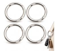 RLMVGBX 4 Pack 2 Inch Silver Flat Metal Spring O Ring Clips | Premium Zinc Alloy Rust-Resistant Snap O Rings, Smooth Spring Loaded Clips for Handbag Straps, Keychains, Purses & DIY Crafts