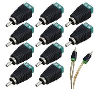 RLMVGBX Phono RCA Male Plug to AV Screw Terminal Audio Video Connector Speaker Wire to Subwoofer Adapter, Solder free RCA Male to Speaker Wire, 10PCs, Green