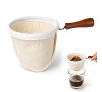 RLMVGBX Reusable Coffee Filter, #4 Cone with Wooden Handle | Washable Flannel Coffee Sock Strainer for Drip, Cold Brew & French Press, Eco-Friendly for Richer Home Brewing Flavour