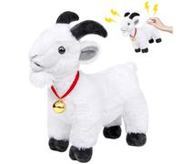 RLOMUTE 11.8" Standing White Goat with Bell Toy Stuffed Animal Cute Soft Makes Funny Screaming Goat Sounds Stress Relief Funny Gag Gift for Friends Coworkers (White Standing)