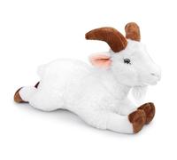 RLOMUTE 12.6 Inch White Goat Plush Toy Realistic farm Stuffed Animal Super Soft Cute for Birthday Party Favors Companions Bedroom Car Home Decor Collectible Gift for kids Boys Girls Lie down