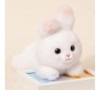 RLOMUTE 12 Inch Cute Rabbit Plush Toy Prone Position Rabbit Stuffed Animal Super Soft Cuddly for Christmas Birthday Companions Bedroom Car Home Decor Collectible Gift for kids Boys Girls White