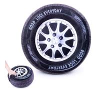 RLOMUTE 15.7 Inch black Tire Pillow Cushion Plush Toy Realistic Creative 3D Wheel Stuffed Super Soft Cute for Birthday Party Car Favors Travel Bedroom Home Decor Collectible Gift for kids Boys