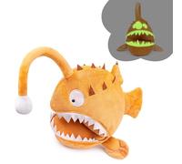 RLOMUTE 9.8 Inch brown Anglerfish Plush Toy Realistic Fish Stuffed Sea Animal Super Soft Cute glow in the dark toys Birthday Companions Bedroom Car Home Decor Collectible Gift for kids Boys Girls