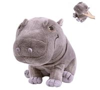 RLOMUTE Farting Hippo Toy, Grey Hippo Teddy Plush Toy with Squeaker, 30cm